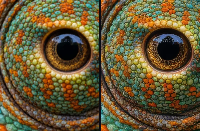 Фото до и после апскейла Topaz