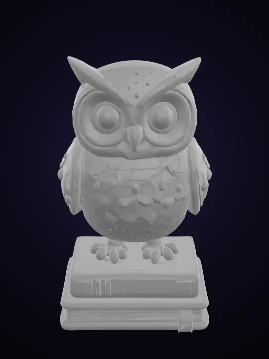 Сова на стопке книг — 3D-модель Tripo 3D по тексту, без текстур, поворот на 360°