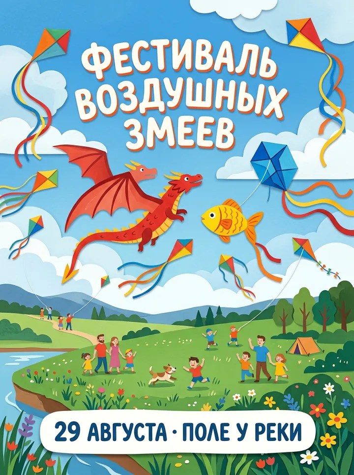 Афиша фестиваля воздушных змеев