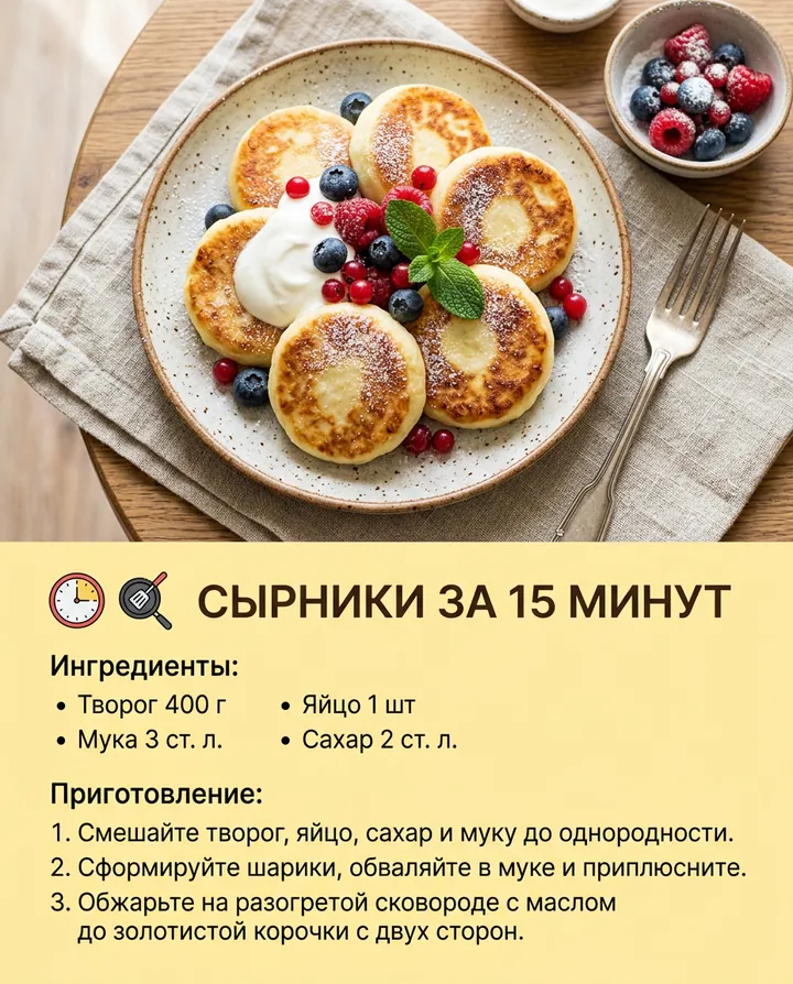 Карточка рецепта сырников