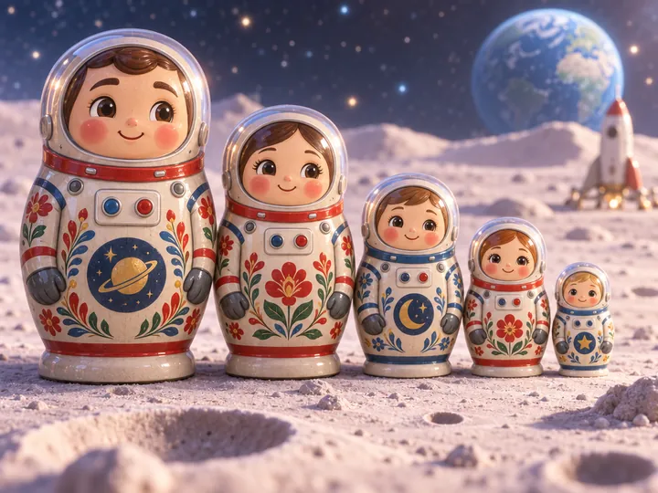 Матрёшки-космонавты, 3D